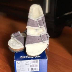 Birkenstock Arizona Shearling (Stormy Gray, Size 42 / US W 11 / US M 9)